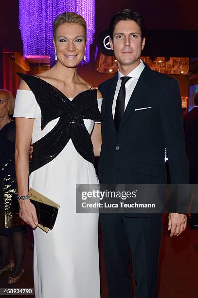 Maria Hoefl-Riesch and her husband Marcus Hoefl attend Kryolan at the Bambi Awards 2014 on November 13, 2014 in Berlin, Germany.