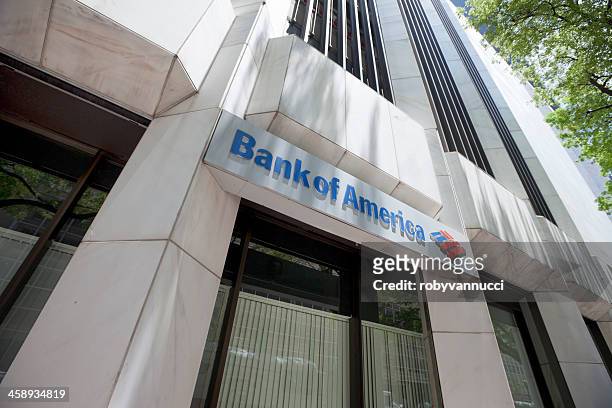 bank of america branch in downtown miami - bank of america logo stock pictures, royalty-free photos & images