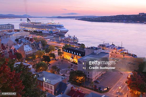 cruise ship in old quebec city - buzbuzzer stock pictures, royalty-free photos & images