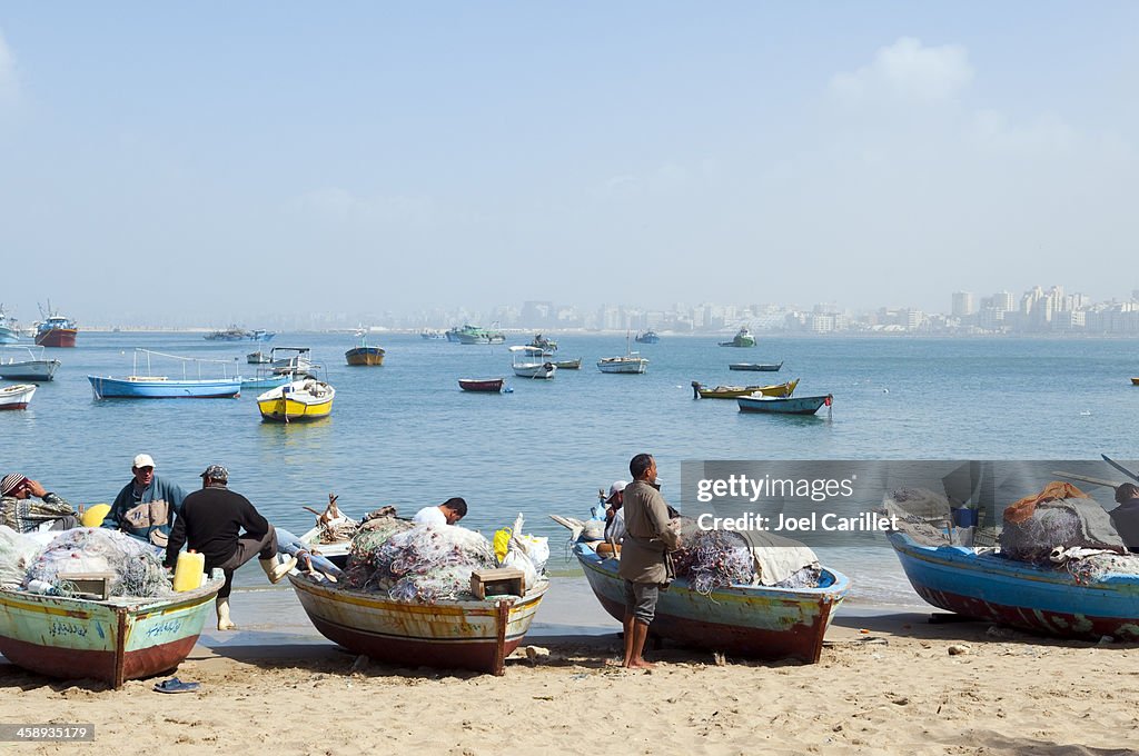 Fisherman in Alexandria harbor