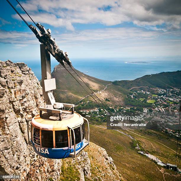 table mountain cable car cape town - cape town cable car stock pictures, royalty-free photos & images