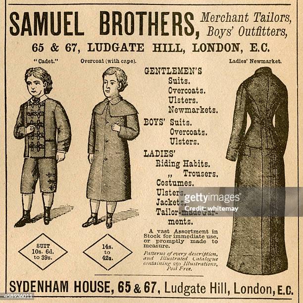 ilustrações de stock, clip art, desenhos animados e ícones de alfaiate de anúncio de 1881 - paper england