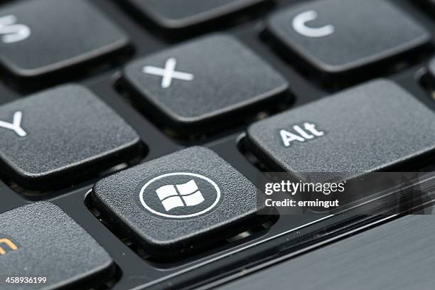 windows sign on keyboard - windows 7 pc stock pictures, royalty-free photos & images