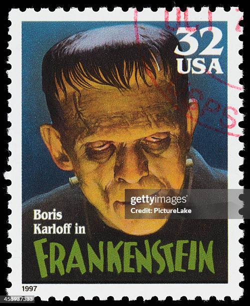 usa boris karloff frankenstein timbre-poste - frankenstein photos et images de collection