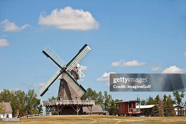 historic windmill in steinbach - manitoba stock pictures, royalty-free photos & images