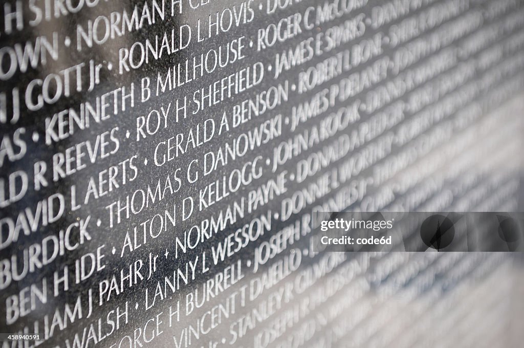 Vietnam War Memorial wall in Washingon, DC