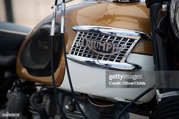 vintage triumph motorcycle. - triumph motorcycle stockfoto's en -beelden