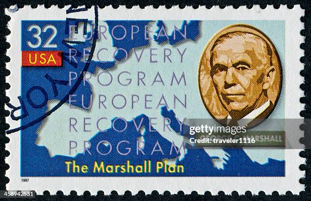 george c. marshall timbre - marshall plan photos et images de collection