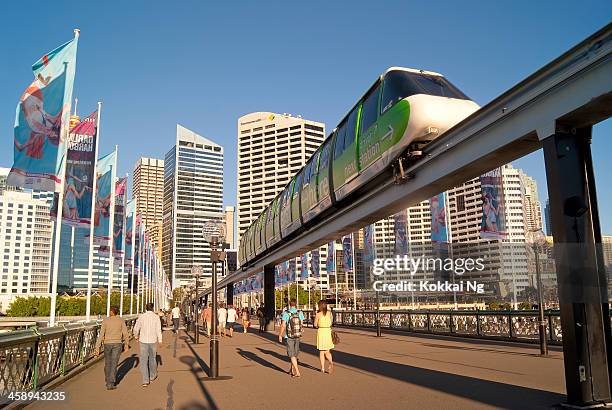 darling harbour - sydney monorail - darling harbor stock pictures, royalty-free photos & images