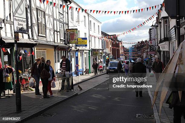 busy high street - shropshire stockfoto's en -beelden