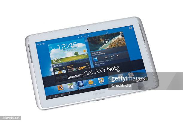 samsung galaxy note 10.1 studio shot on white - samsung galaxy note stock pictures, royalty-free photos & images