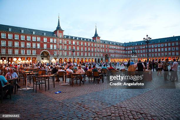 plaza mayor, the main square, madrid, spain - madrid stock pictures, royalty-free photos & images