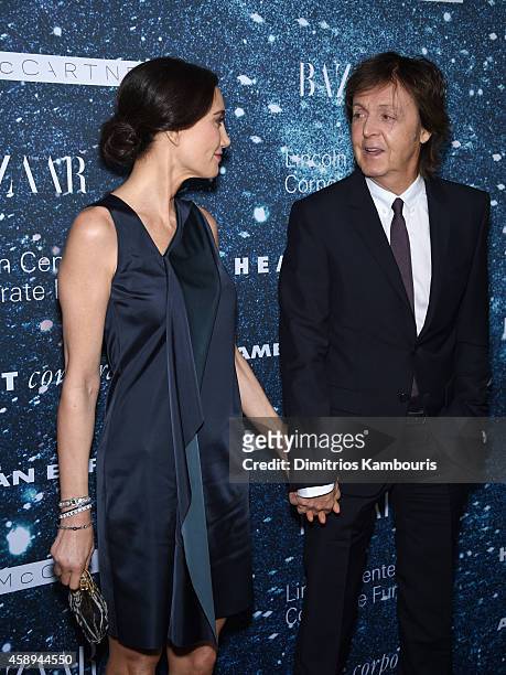 Musician Sir Paul McCartney and Nancy Shevell attend 2014 Women's Leadership Award Honoring Stella McCartney at Alice Tully Hall at Lincoln Center on...