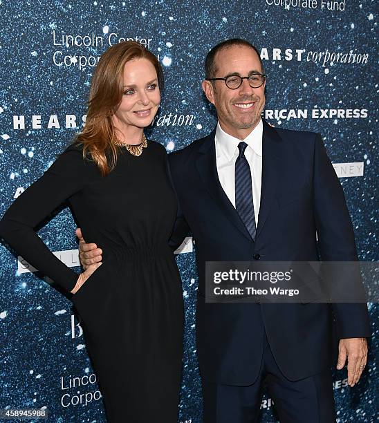 Fashion designer Stella McCartney and comedian Jerry Seinfeld attend 2014 Women's Leadership Award Honoring Stella McCartney at Alice Tully Hall at...