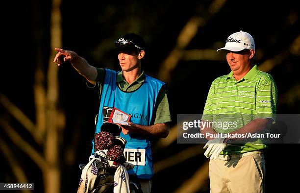 Jason Dufner of the USA plays a shot during round two of the Chiangmai Golf Classic at Alpine Golf Resort-Chiangmai on November 14, 2014 in Chiang...