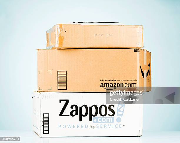 mail order shipping boxes - amazon package stock pictures, royalty-free photos & images