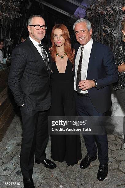 Edward Menicheschi, Jennifer Zuccarini and Dennis Freedman attend Barneys New York "Baz Dazzled" holiday window unveiling dinner at Central Park Zoo...