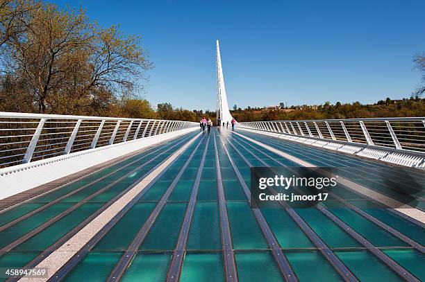 sun dial bridge visitors - redding california stock pictures, royalty-free photos & images