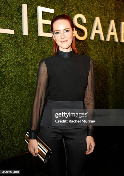 Actress Jena Malone attends a private Elie Saab dinner on November 13, 2014 in Los Angeles, California. #ElieSaabLA