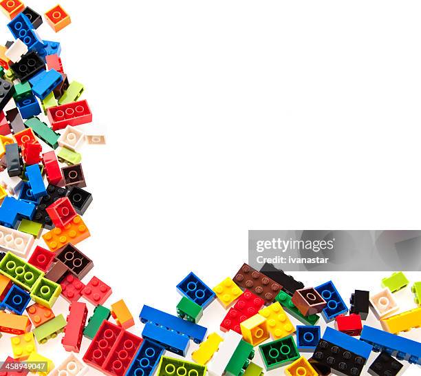 lego building bricks and interlocking blocks - building block copy space stock pictures, royalty-free photos & images