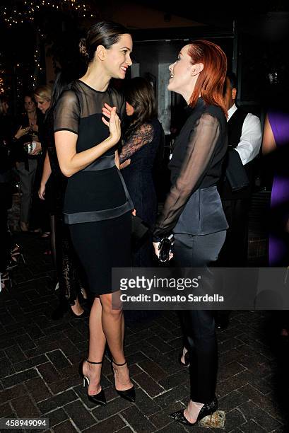 Actresses Katherine Waterston and Jena Malone attend a private Elie Saab dinner on November 13, 2014 in Los Angeles, California. #ElieSaabLA