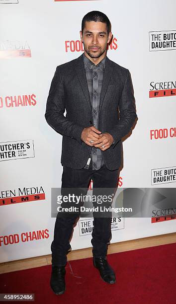 Actor Wilmer Valderrama attends the premiere of "Food Chains" at the Los Angeles Theater Center on November 13, 2014 in Los Angeles, California.