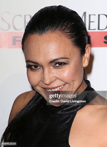 Actress Sandra Santiago attends the premiere of "Food Chains" at the Los Angeles Theater Center on November 13, 2014 in Los Angeles, California.