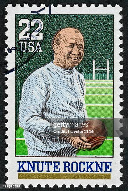 knute rockne stamp - knute rockne all american stock pictures, royalty-free photos & images