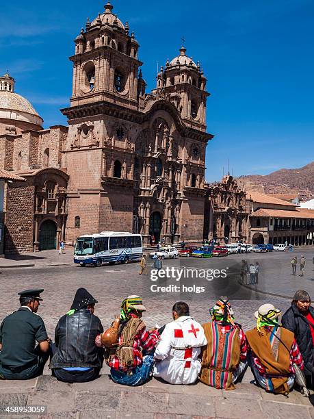 cusco main square - cusco cathedral stock pictures, royalty-free photos & images