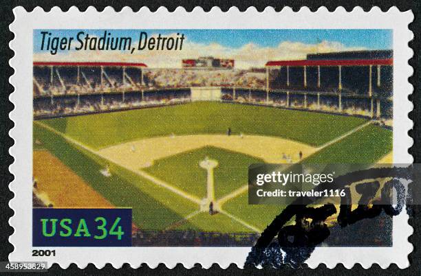 tiger stadium, detroit stamp - tiger stadium detroit stock pictures, royalty-free photos & images