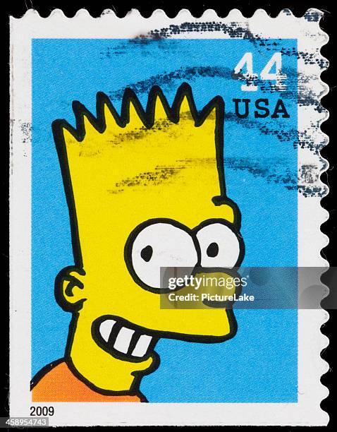 usa bart simpson postage stamp - bart simpson stockfoto's en -beelden