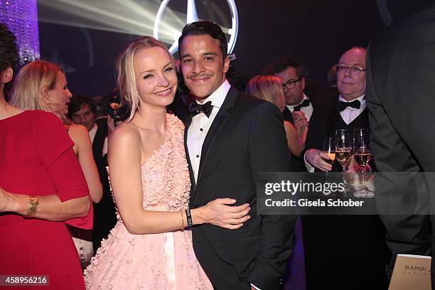 Kostja Ullmann and his girlfriend Janin Reinhardt during the Bambi Awards 2013 after show party on November 13, 2014 in Berlin, Germany.