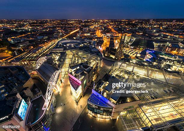 birmingham night - bullring and beyond - birmingham skyline stock pictures, royalty-free photos & images