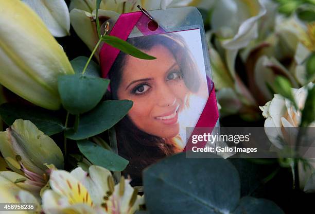 Anni Dewani's photo and flowers seen as the family marks the fourth anniversary of her death on November 13, 2014 in Cape Town, South Africa. Anni...