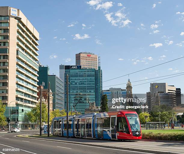 adelaide tram - adelaide city stock pictures, royalty-free photos & images