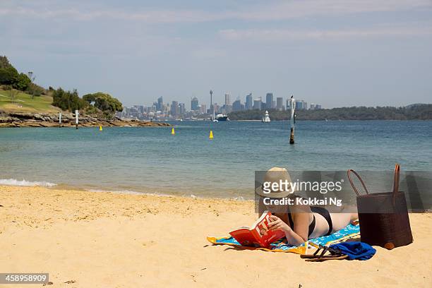 camp cove beach - sydney city break - sydney harbour people stock pictures, royalty-free photos & images