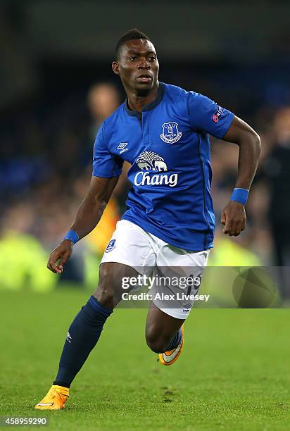 Christian Atsu of Everton FC during the UEFA Europa League match between Everton FC and LOSC Lille at Goodison Park on November 6, 2014 in Liverpool,...