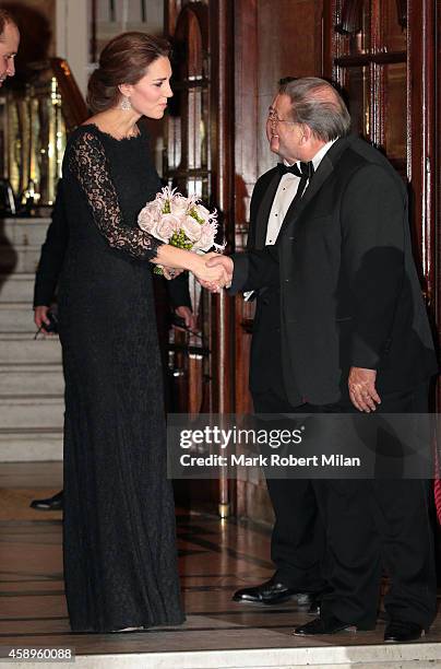 Prince William, Duke of Cambridge and Catherine, Duchess of Cambridge leaving the Royal Variety Performance at the Palladium Theatre on November 13,...