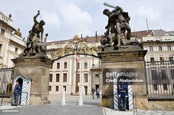 matthias gate to hradcany castle prague - prague castle stock pictures, royalty-free photos & images