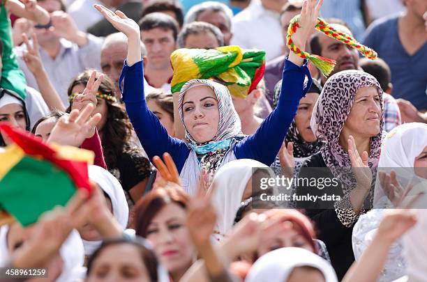 muslim kurdish female protestor - kurd stock pictures, royalty-free photos & images