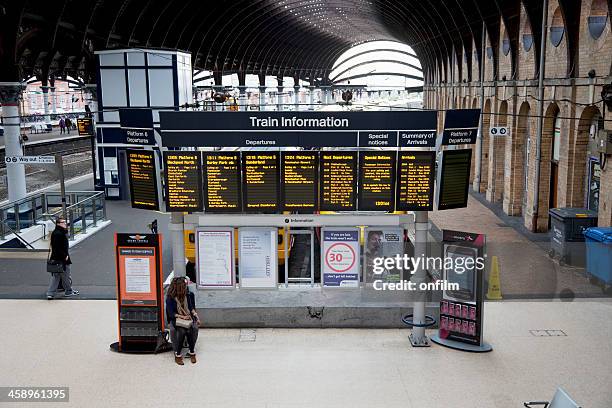 railway station information board - york station stock pictures, royalty-free photos & images