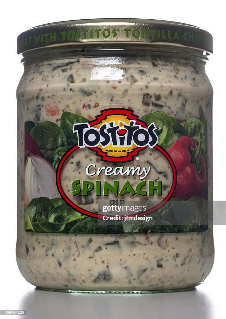 Tostitos Creamy Spinach Dip jar