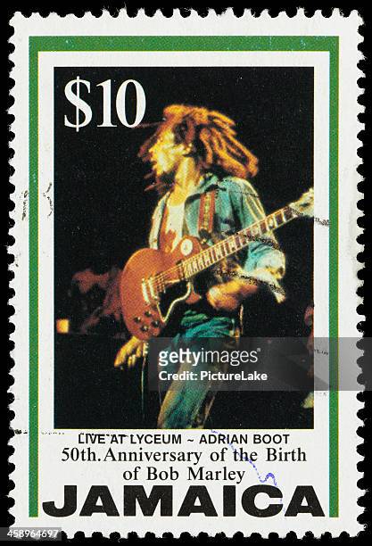 jamaica live at lyceum bob marley postage stamp - bob marley musician stock pictures, royalty-free photos & images