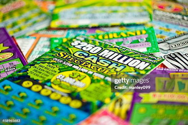 cash prize of lottery tickets - scratch card stock pictures, royalty-free photos & images