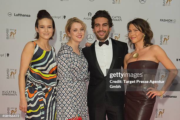 Jana Pallaske, Jella Haase, Elyas M'Barek and guest attend the Bambi Awards 2014 on November 13, 2014 in Berlin, Germany.