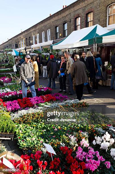 columbia road flower market, london - columbia road stock pictures, royalty-free photos & images