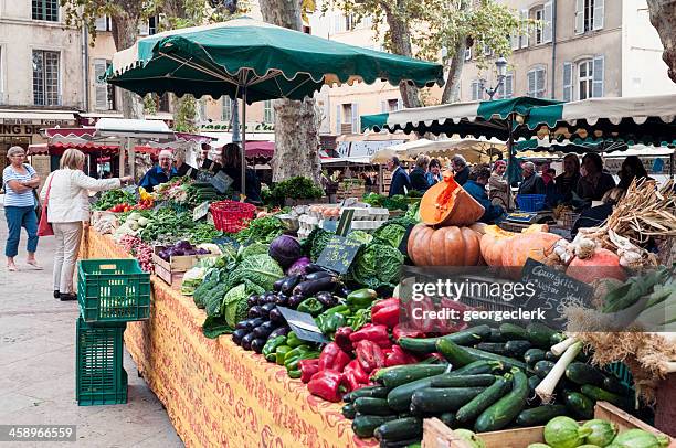 fresh vegetables at a french market - french vegetables stock pictures, royalty-free photos & images