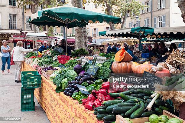 fresh vegetables at a french market - market square stock pictures, royalty-free photos & images