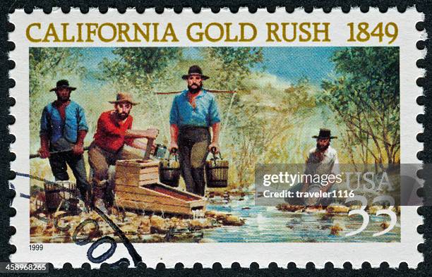 california gold rush stamp - panning for gold stock pictures, royalty-free photos & images