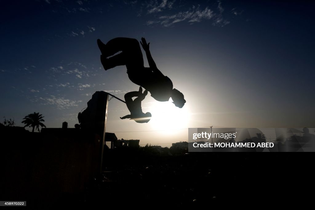 PALESTINIAN-ISRAEL-CONFLICT-GAZA-PARKOUR